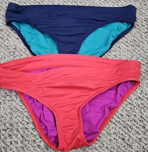 Title Nine Two-Pack Swim Bottoms - Navy and Coral